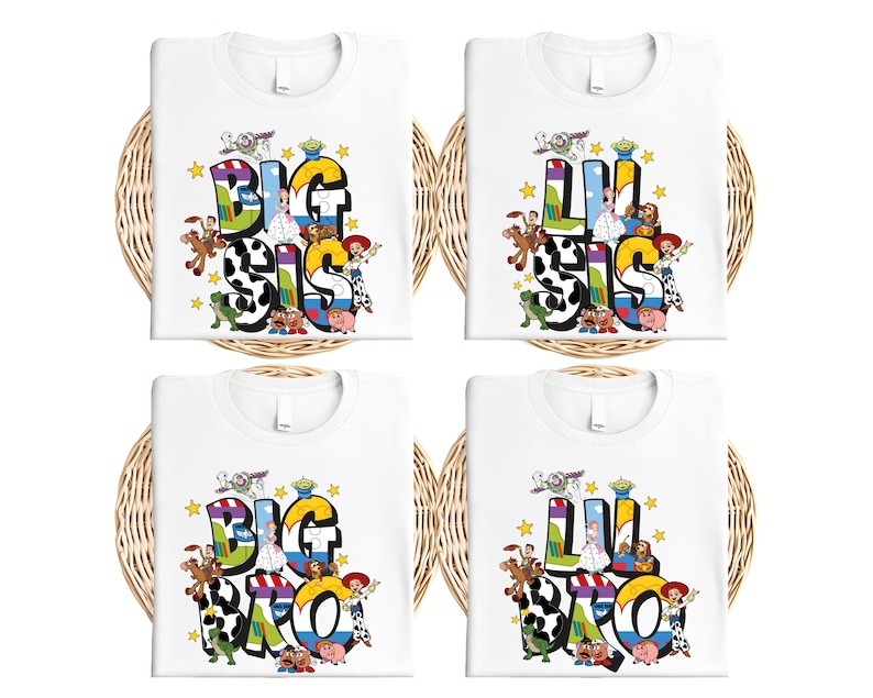 Toy Story Family Name Shirt, Disney Big Bro-Sis Lil Bro-Sis Sibling Outfit, Woody and Friends Matching Sweatshirt, Disney Family Trip Tee