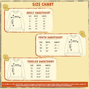 the size chart for a sweatshirt with measurements
