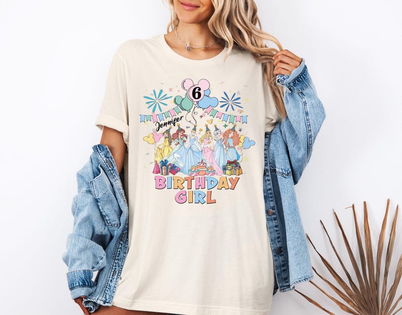 Custom Name Princess Shirt, Disney Princess Birthday T-Shirt, Disney Birthday Girl Tee, Elsa and Friends Sweatshirt, Birthday Party Sweat