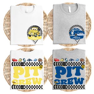 Custom Name Cars Pit Crew Shirt, McQueen and Friends T-Shirt, Cars Lover Tee, Disneyland Family Matching Shirt, Racing Cars Squad Shirt