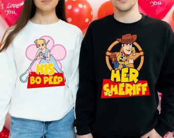 Sudadera de Bo Peep y Sheriff, camiseta de San Valentín de Toy Story, camiseta de San Valentín de Disney, camiseta de luna de miel de Disneyland