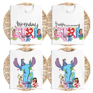 a set of four personalized birthday t - shirts