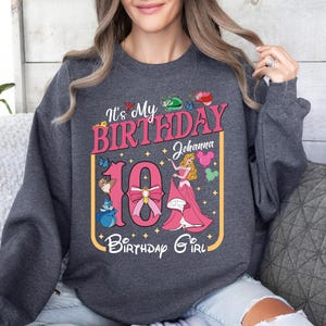 Custom Name Princess Ariel Shirt, Little Mermaid Birthday Shirt, Princess Birthday Girl Tee, Ariel and Friends Sweatshirt, Girls Trip Sweat