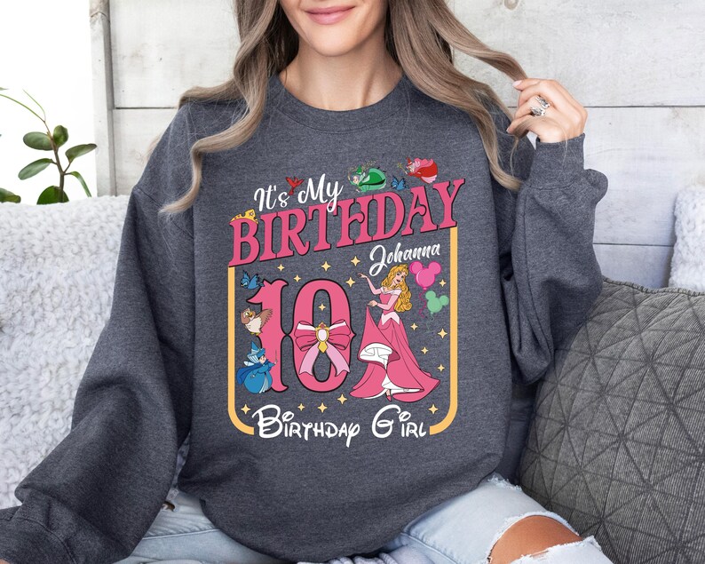 Custom Name Princess Ariel Shirt, Little Mermaid Birthday Shirt, Princess Birthday Girl Tee, Ariel and Friends Sweatshirt, Girls Trip Sweat