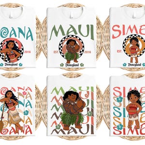 Princess Moana Characters Sweatshirt, Disney Hei Hei Pua Maui Tala Simea Hoodie, Disneyland Family Vacation Sweater, Disney Trip 2026 Sweat