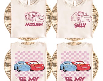 Bliksem Mcqueen en Sally Valentijnsdag shirt, Disney Be My Valentine shirt, Pixar mooie auto stel shirt, Disneyland huwelijksreis shirt