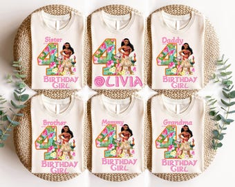 Disney Moana Birthday Family Shirts, Custom Birthday Princess Moana Tees, Disney Birthday Girl Sweatshirt