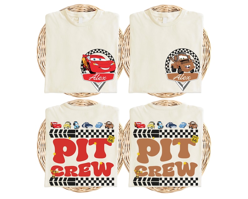 Custom Name Cars Pit Crew Shirt, McQueen and Friends T-Shirt, Cars Lover Tee, Disneyland Family Matching Shirt, Racing Cars Squad Shirt