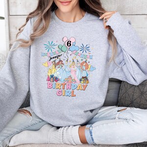 Custom Name Princess Shirt, Disney Princess Birthday T-Shirt, Disney Birthday Girl Tee, Elsa and Friends Sweatshirt, Birthday Party Sweat