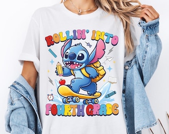 Rollin Into Fourth Grade, Disney Stitch 4th Grade Shirt, First Day Of School Shirt, Disney Stitch School Shirt, Last Day Of School Shirt