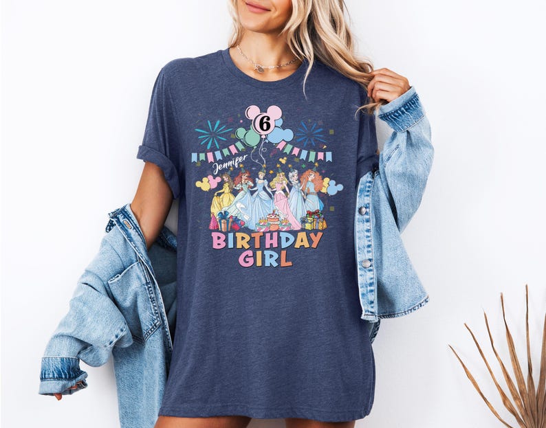 Custom Name Princess Shirt, Disney Princess Birthday T-Shirt, Disney Birthday Girl Tee, Elsa and Friends Sweatshirt, Birthday Party Sweat