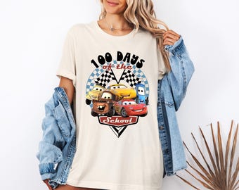Disney Cars 100 Days Of The School Shirt, Lightening Mcqueen 100 Days Shirt, Pixar 100 Days Celebration Shirt, Elementary Teacher Shirt