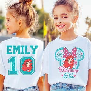 Custom Princess Ariel Birthday Girl Shirt, Little Mermaid Birthday T-Shirt, Mermaid Matching Family Shirt, Ariel Birthday Party Shirt