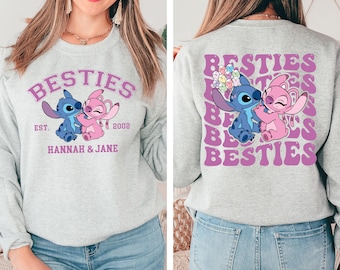 Disney Stitch Angel Besties T-Shirt, Disneyland Girls Trip Shirt, Disney Custom Best Friend Shirt, Disneyworld Family Trip Sweatshirt