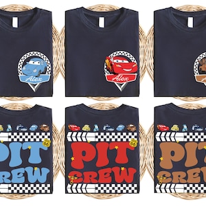 Custom Name Cars Pit Crew Shirt, McQueen and Friends T-Shirt, Cars Lover Tee, Disneyland Family Matching Shirt, Racing Cars Squad Shirt