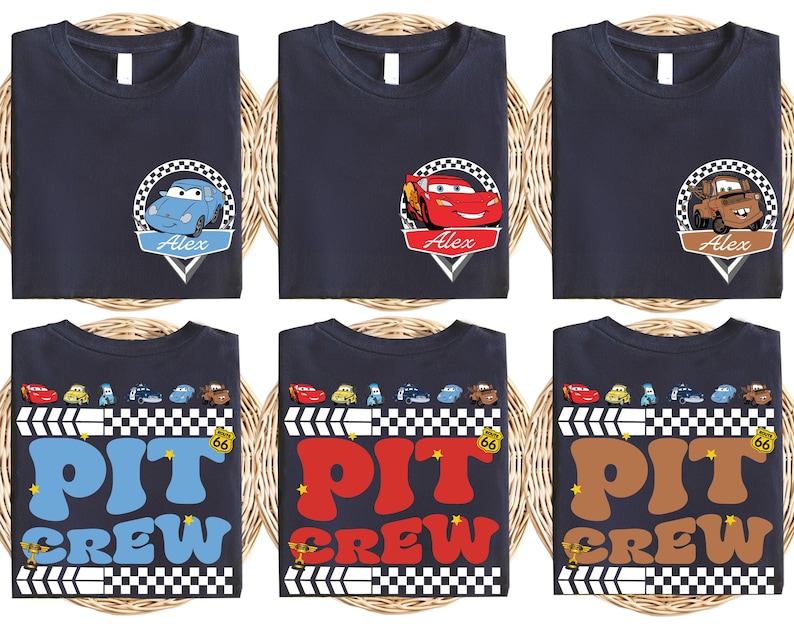 Custom Name Cars Pit Crew Shirt, McQueen and Friends T-Shirt, Cars Lover Tee, Disneyland Family Matching Shirt, Racing Cars Squad Shirt