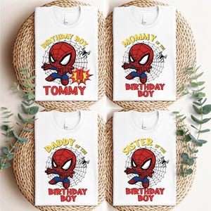 a set of three spiderman birthday tags