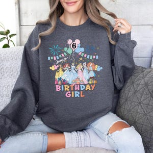 Custom Name Princess Shirt, Disney Princess Birthday T-Shirt, Disney Birthday Girl Tee, Elsa and Friends Sweatshirt, Birthday Party Sweat
