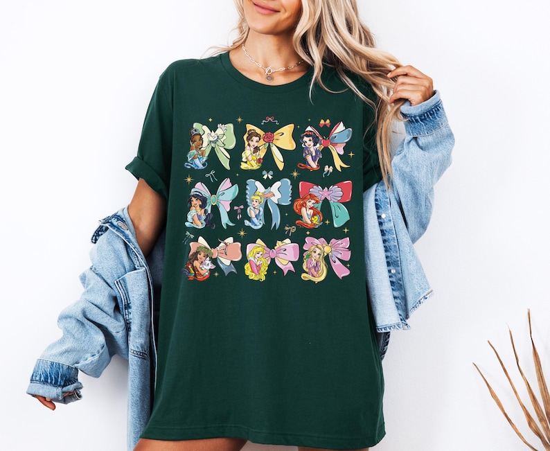 Disney Princess Coquette And Bows T-Shirt, Disney Princess Shirt, Disney Girl Trip Shirt, Best friends Shirt, Princess Belle Elsa Ariel Tee