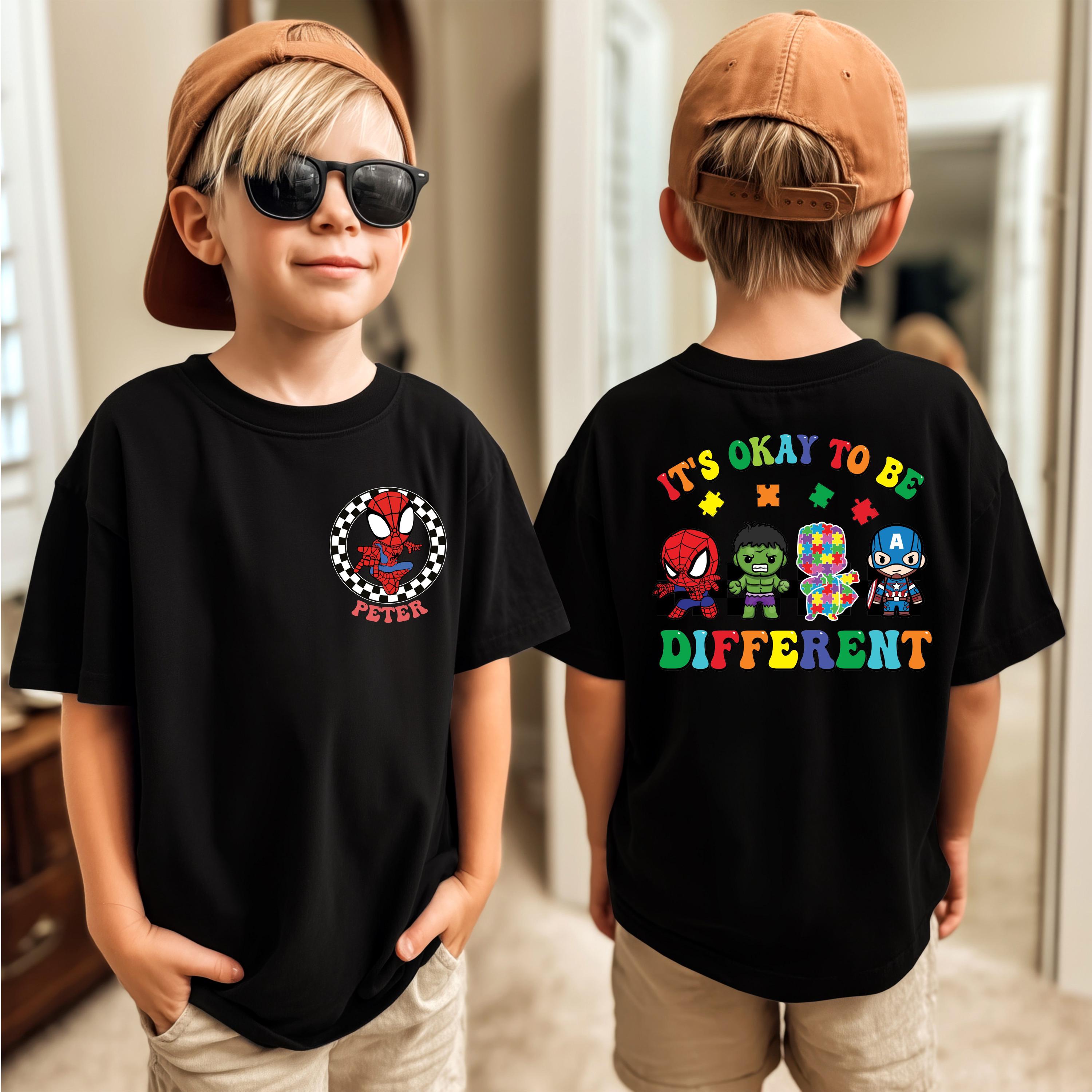 Custom Name Superhero Autism Shirt, Autism Awareness Avengers T-shirt ...