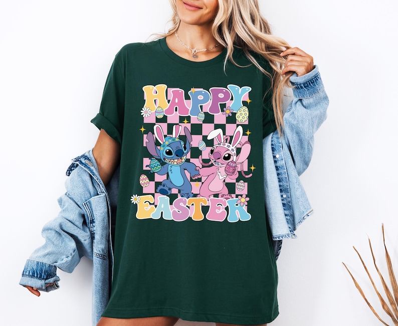 Stitch Angel Easter Day Shirt, Happy Easter Sweatshirt, Disney Easter Tee, Stitch Bunny Shirt, Angel Bunny Shirt, Easter Disney Trip Sweat