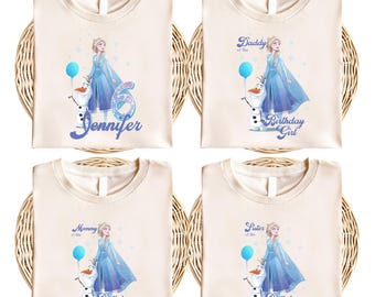 Camiseta de cumpleaños de la princesa Elsa para niña, camiseta de viaje de cumpleaños de Frozen de Disney para niña, camiseta de cumpleaños familiar a juego de Disneyland, camiseta de cumpleaños para mamá y papá