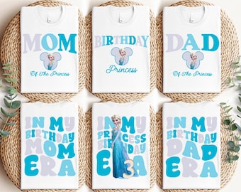 Camiseta de Elsa de Disney para niña, camiseta personalizada para fiesta de cumpleaños de Frozen, camiseta de Elsa de Disney, camiseta de cumpleaños familiar a juego de Disneyland