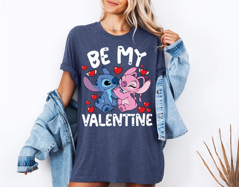 Dİsney Be Mine Valentine Sweatshirt, Stitch And Angel Be Mine Valentine Shirt, Happy Valentines Day T-Shirt, Husband and Wife Shirt