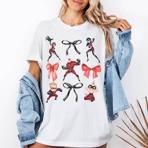 Disney Incredible Coquette Shirt, Watercolor Incredible Family Bow Shirts, Pixar Mr Incredible Matching Shirt, Dash Violet Parr Edna Shirt