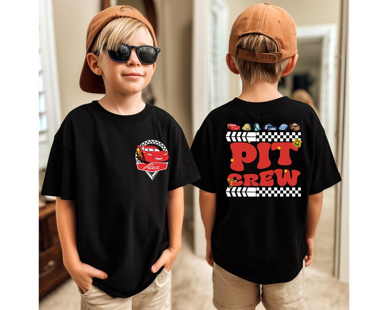 Custom Name Cars Pit Crew Shirt, McQueen and Friends T-Shirt, Cars Lover Tee, Disneyland Family Matching Shirt, Racing Cars Squad Shirt