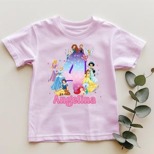 Camiseta de cumpleaños de princesa para niña, camiseta personalizada de cumpleaños familiar de princesa Disney, camiseta de cumpleaños para niñas, camiseta de vacaciones de cumpleaños de Disney
