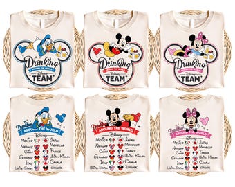 Disney Epcot Drinking Around The World Shirt, Mickey Friends Drinking Team Tee, Disney World Food and Wine Festival Tee, Disneyland Trip Tee