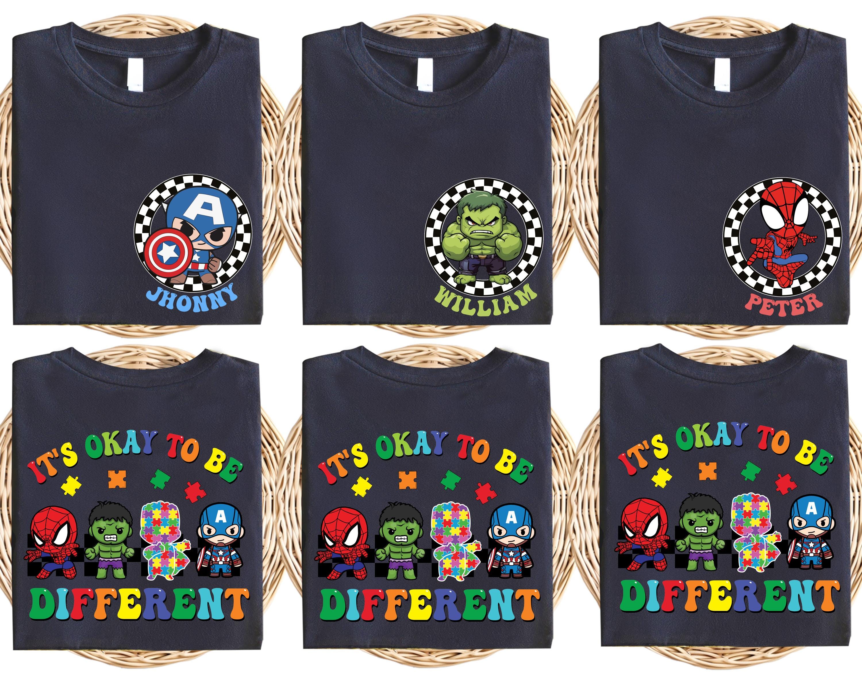 Custom Name Superhero Autism Shirt, Autism Awareness Avengers T-shirt ...