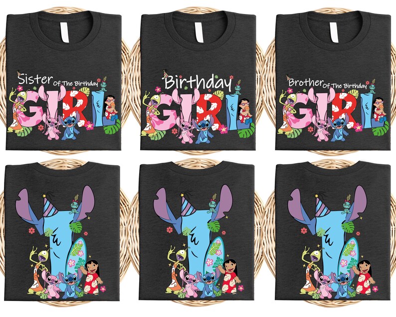 a set of four t - shirts with cartoon characters on them