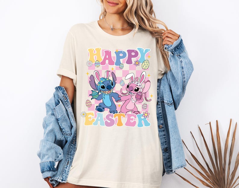 Stitch Angel Easter Day Shirt, Happy Easter Sweatshirt, Disney Easter Tee, Stitch Bunny Shirt, Angel Bunny Shirt, Easter Disney Trip Sweat