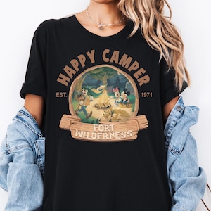 Camiseta de Mickey y sus amigos Happy Camper, camiseta de Disney World Fort Wilderness, camiseta de Magic Kingdom, camiseta familiar de Disney, camiseta de Disney Campground