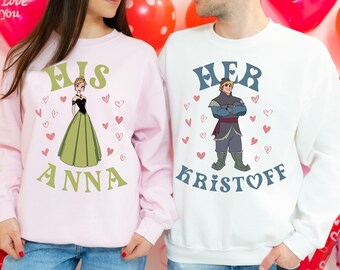 Her Kristoff and His Anna Valentine Shirt, Disney Frozen Couple Matching Shirts, Prince And Princess Love Shirt, Disneyland Honeymoon Shirt