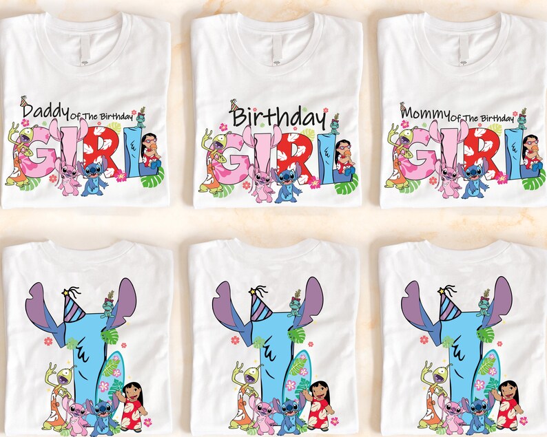 a group of t - shirts with cartoon characters on them