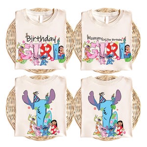 Disney Stitch Birthday Girls Shirt, Stitch Birthday Mom and Dad Shirt, WDW Stitch Family Birthday Trip Shirts, Disney Lilo Stitch Shirt