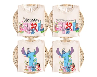 Disney Stich-Geburtstags-Mädchen-Shirt, Stich-Geburtstags-Mama und Papa-Shirt, WWW Stich-Familie Geburtstags-Reise-Hemd, Disney Lilo Stitch-Hemd