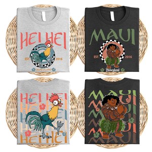 Princess Moana Characters Sweatshirt, Disney Hei Hei Pua Maui Tala Simea Hoodie, Disneyland Family Vacation Sweater, Disney Trip 2026 Sweat