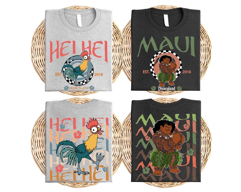 Princess Moana Characters Sweatshirt, Disney Hei Hei Pua Maui Tala Simea Hoodie, Disneyland Family Vacation Sweater, Disney Trip 2026 Sweat