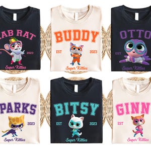 Disney Super Kitties Shirt, Bitsy Cat Shirt, Ginny Cat Tee, Buddy Cat Shirt, Sparks Cat Tee, Disneyland Girls Trip Shirt, Disney Kids Shirt