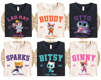 Disney Super Kitties Shirt, Bitsy Cat Shirt, Ginny Cat Tee, Buddy Cat Shirt, Sparks Cat Tee, Disneyland Girls Trip Shirt, Disney Kids Shirt