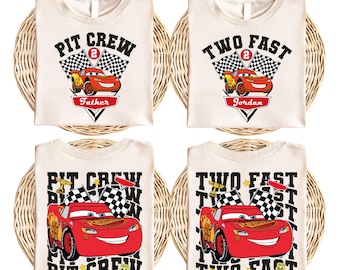 Pit Crew Birthday Shirt, Lightning McQueen Birthday Boy Tee, Two Fast Race Car Birthday Boy Shirt, Disney Cars Family Birthday Party Shirts