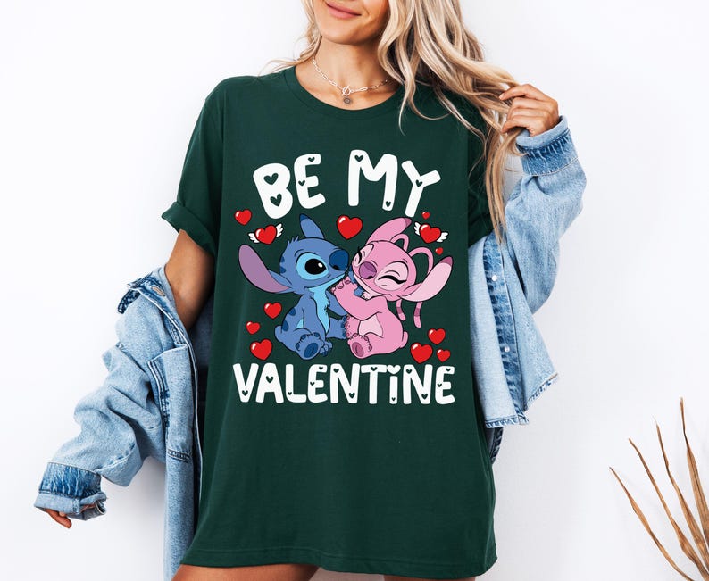 Dİsney Be Mine Valentine Sweatshirt, Stitch And Angel Be Mine Valentine Shirt, Happy Valentines Day T-Shirt, Husband and Wife Shirt