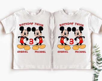 Disney Birthday Twins Boy Shirt,  Mickey Twins Birthday Boy Tee, Mickey Twins Birthday Party Shirt, Twin Brothers Birthday Family Trip Shirt