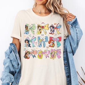 Princess Coquette Bows T-Shirt, Disney Watercolor Princess Shirt, Disney Girl Trip Shirt, Best friends Shirt, Princess Belle Elsa Ariel Tee