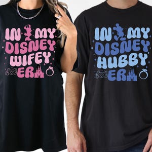 Camiseta de la era de Disney Wifey Hubby, camiseta de Mickey Minnie Bride Groom, camiseta de boda de Disney, camiseta de luna de miel de Disneyland, camiseta de Disney Just Married