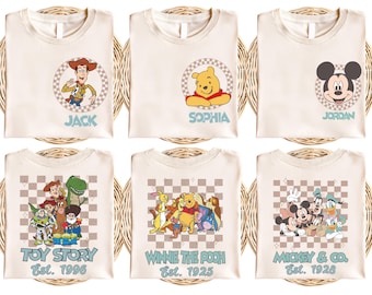 Disney Winnie the Pooh Shirt, Retro Mickey & Co Shirt, Toy Story Shirt, Checkered Disney Family Matching Tee, Disneyland Vacation T-Shirt